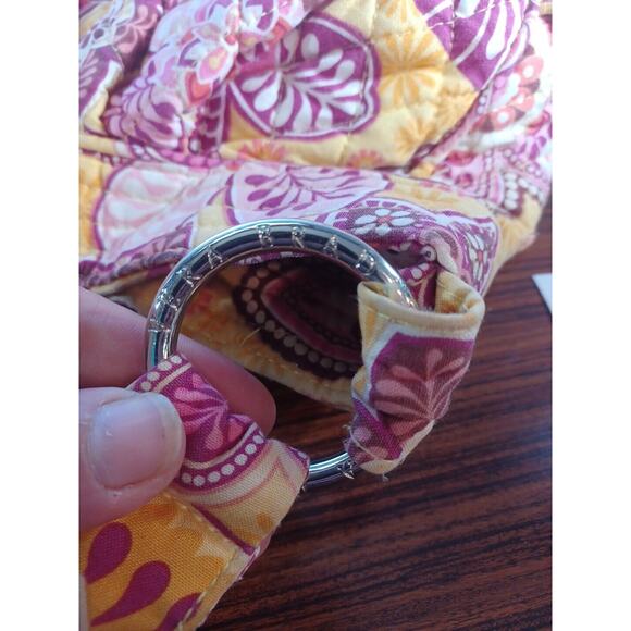 Vera Bradley Embroidered Quilted Women Floral Shoulder Bag Pink Yellow - Picture 7 of 13